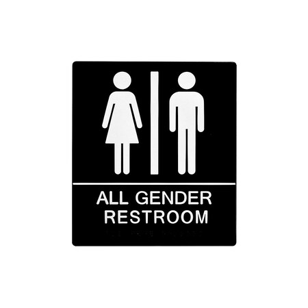 Bcf 8 x 9 All Gender Wall Sign, Text With Braille, Black SB455-BLACK